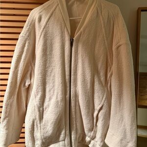 Helmut Lang Cream Zip-Up Sweater Jacket